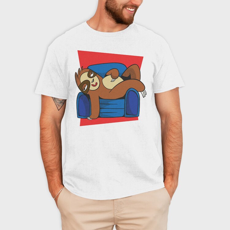 Sloth Animal In Couch, Tricou Barbati (Unisex)