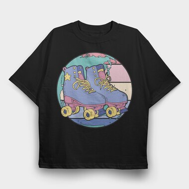 Pastel Roller Skates, Tricou Oversize Barbati (Unisex)