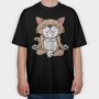 Yoga Cat, Tricou Oversize Barbati (Unisex)