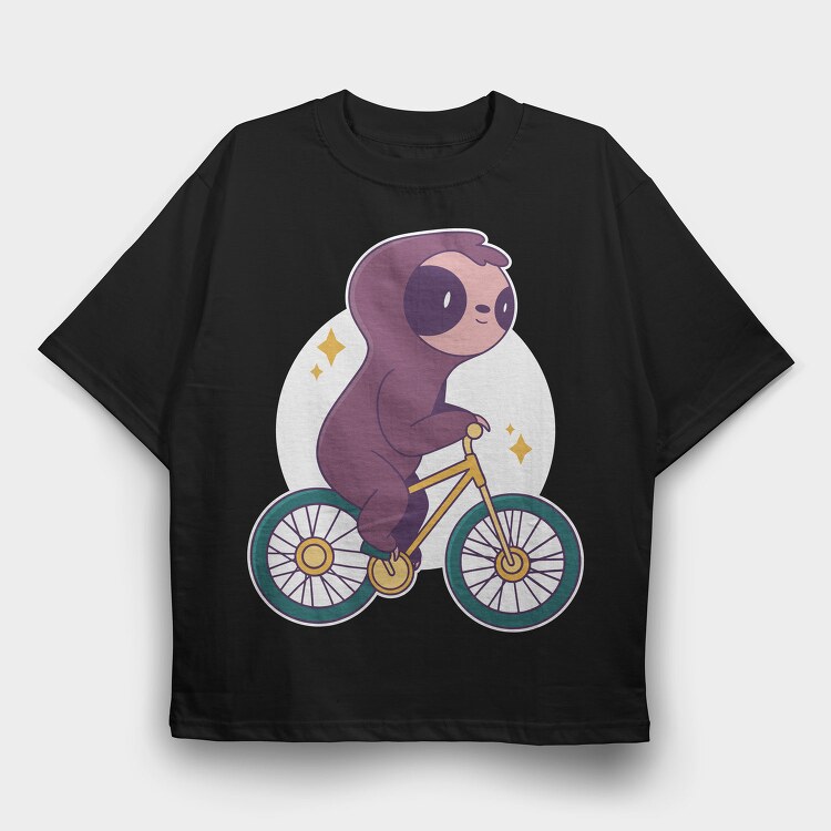 Sloth Animal Riding Bicycle Bike, Tricou Oversize Barbati (Unisex)