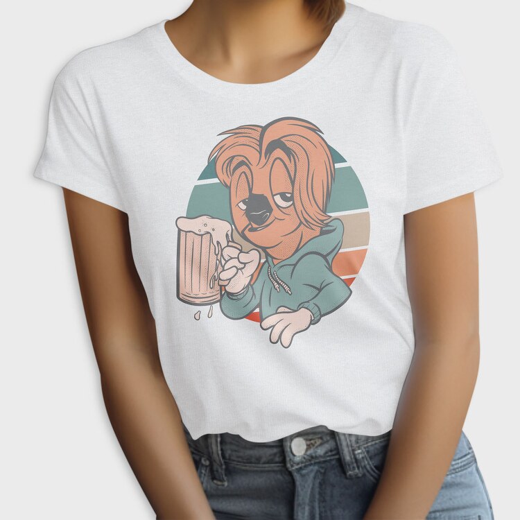 Sloth Animal With Beer Cartoon, Tricou Femei