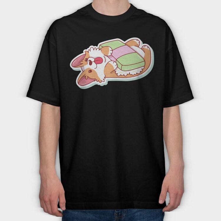 Corgi Nap Time, Tricou Oversize Barbati (Unisex)