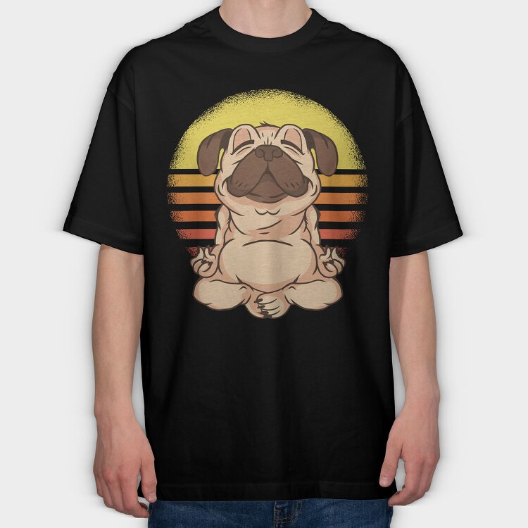 Yoga Pug 01, Tricou Oversize Barbati (Unisex)