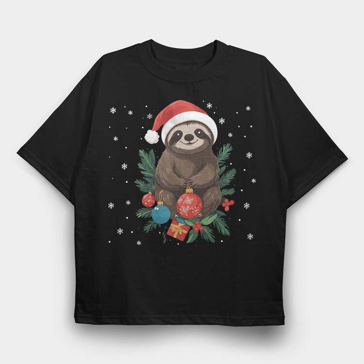 Sloth Christmas Tote, Tricou Oversize Barbati (Unisex)