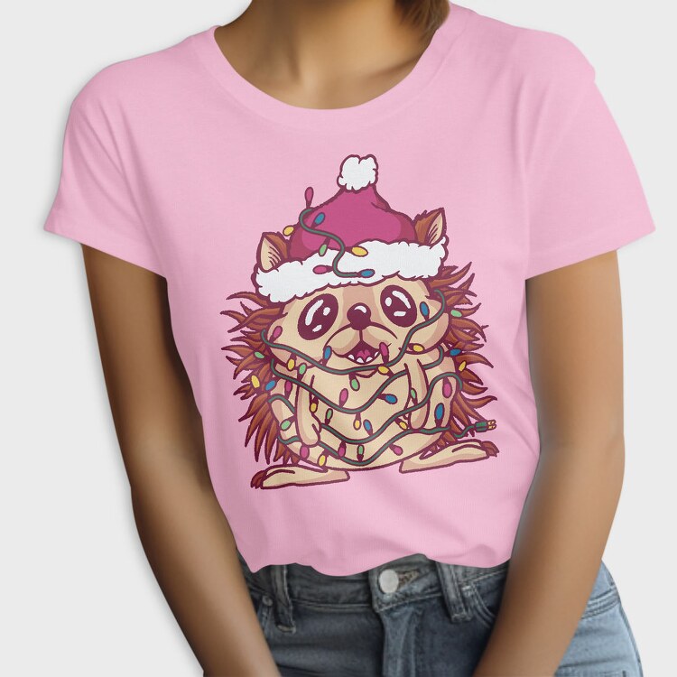 Hedgehog In Christmas Lights, Tricou Femei