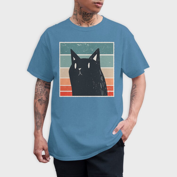 Retro Black Cat, Tricou Barbati (Unisex)