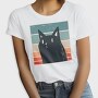 Retro Black Cat, Tricou Femei
