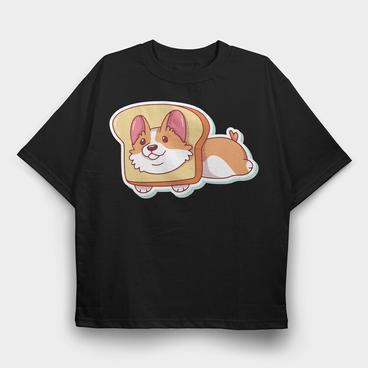 Corgi Toast Slice, Tricou Oversize Barbati (Unisex)