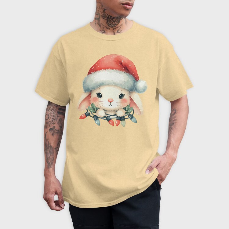 Christmas Bunny Watercolor, Tricou Barbati (Unisex)
