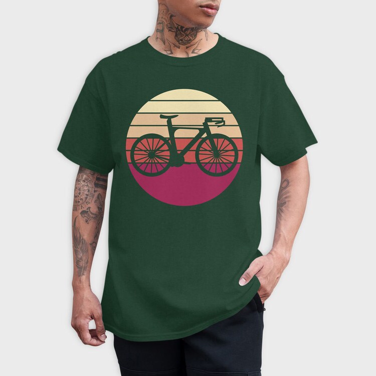 Bike Silhouette Retro Sunset, Tricou Barbati (Unisex)