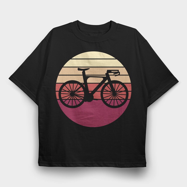 Bike Silhouette Retro Sunset, Tricou Oversize Barbati (Unisex)