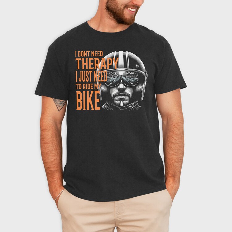 Biker Therapy Quote Bike, Tricou Barbati (Unisex)