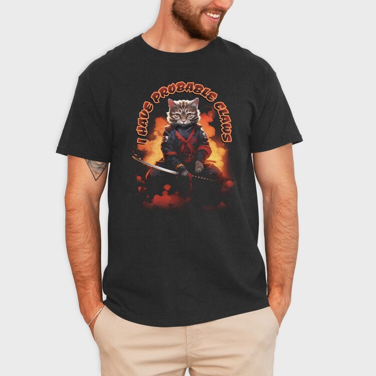 Samurai Cat, Tricou Barbati (Unisex)