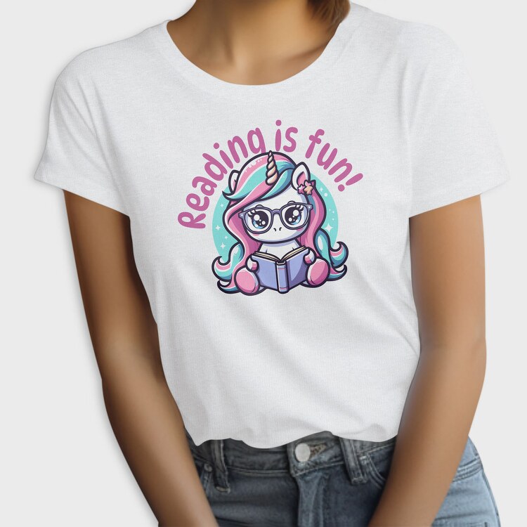 Reading Is Fun Unicorn Tote, Tricou Femei