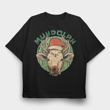 Christmas Cow Muhdolph, Tricou Oversize Barbati (Unisex)