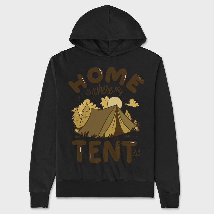 Home Is Where My Tent Is, Hanorac Oversize Barbati (Unisex)