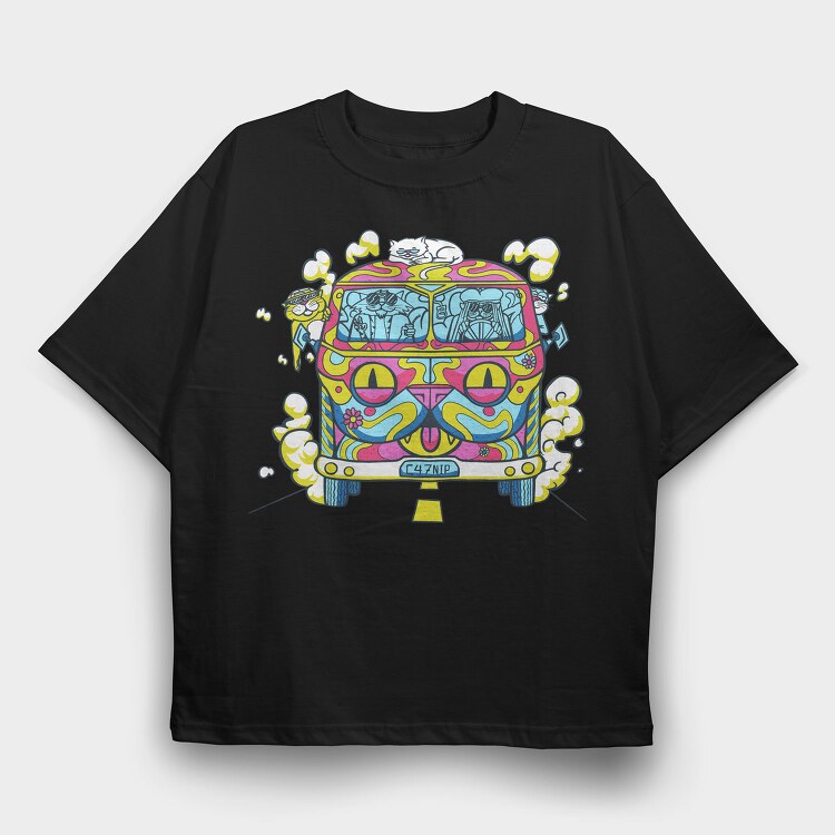 Hippie Cat Van, Tricou Oversize Barbati (Unisex)