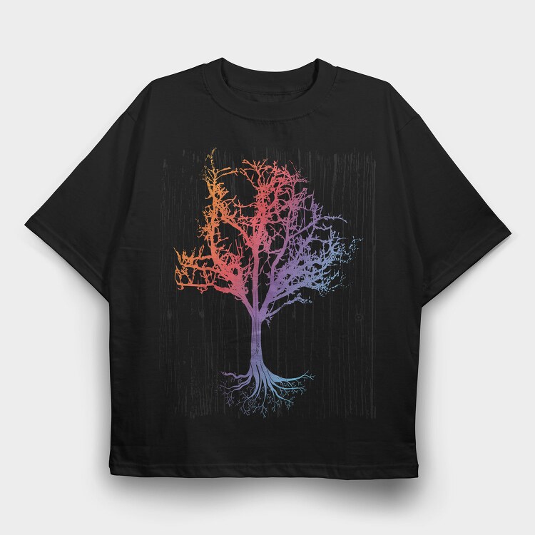 Enchanted Tree Rainbow, Tricou Oversize Barbati (Unisex)