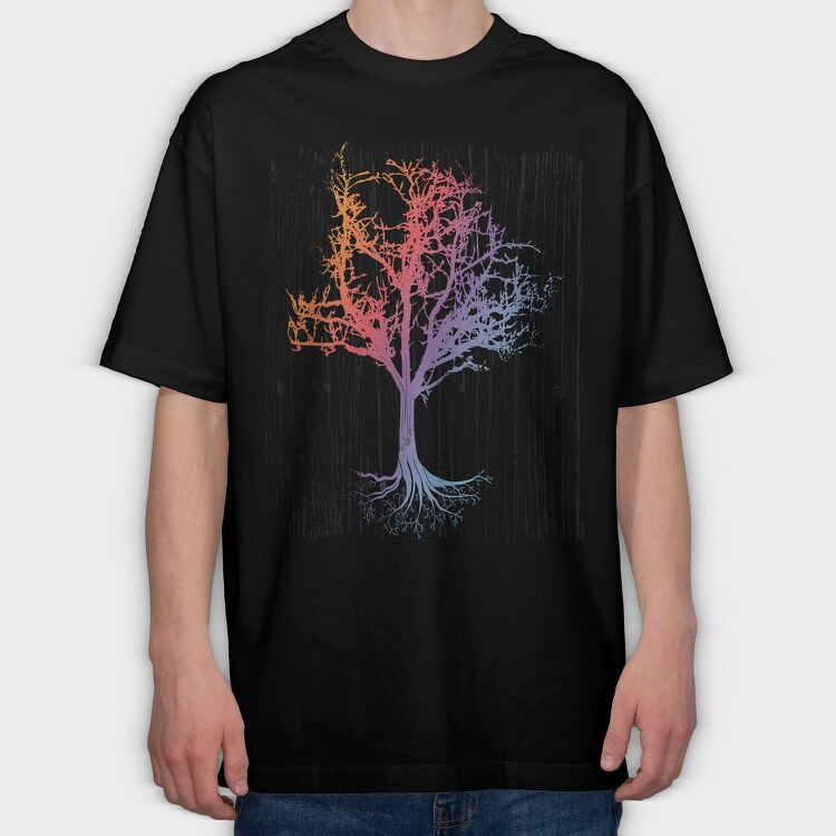 Enchanted Tree Rainbow, Tricou Oversize Barbati (Unisex)