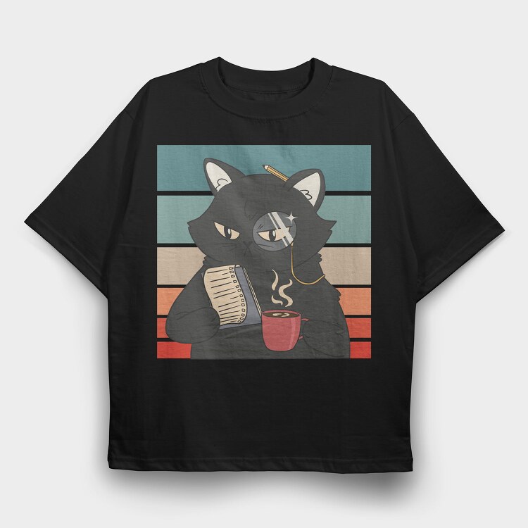 Black Cat, Tricou Oversize Barbati (Unisex)