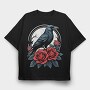 Enigmatic Crow And Roses, Tricou Oversize Barbati (Unisex)
