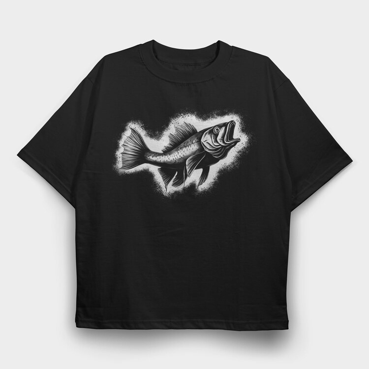 Realistic Catfish Monochromatic, Tricou Oversize Barbati (Unisex)