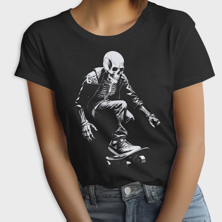 Skeleton Skater Monochrome, Tricou Femei