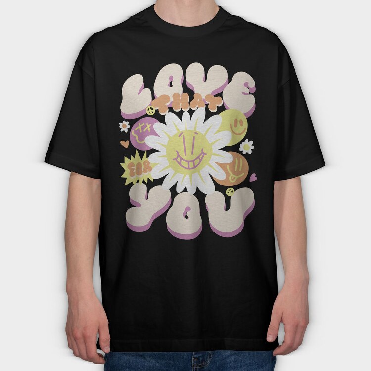 Hippie Love Quote, Tricou Oversize Barbati (Unisex)