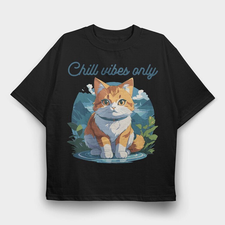 Mountain Cat Chill, Tricou Oversize Barbati (Unisex)