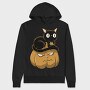 Pumpkin and Cute Black Cat, Hanorac Oversize Barbati (Unisex)