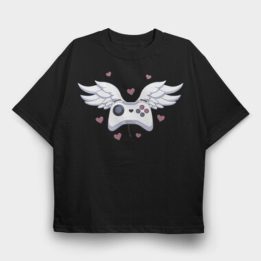 Game Controller With Wings Joystick, Tricou Oversize Barbati (Unisex)