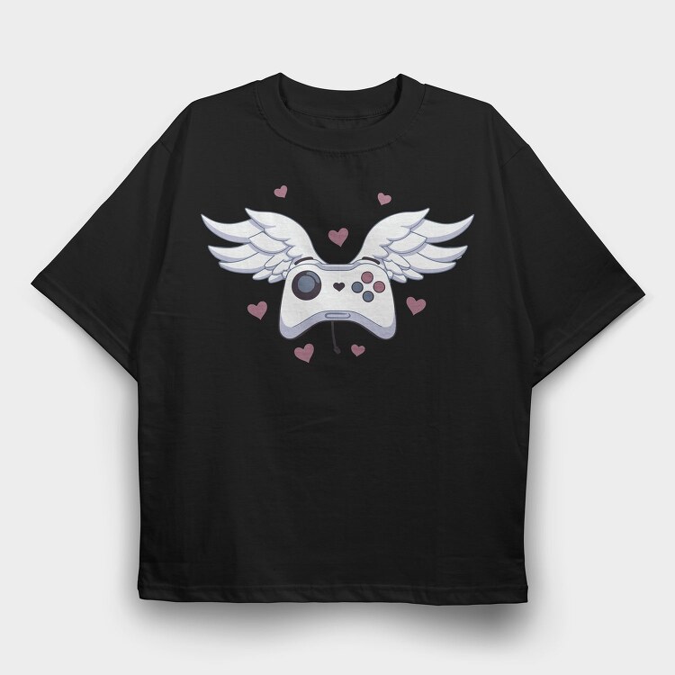 Game Controller With Wings Joystick, Tricou Oversize Barbati (Unisex)