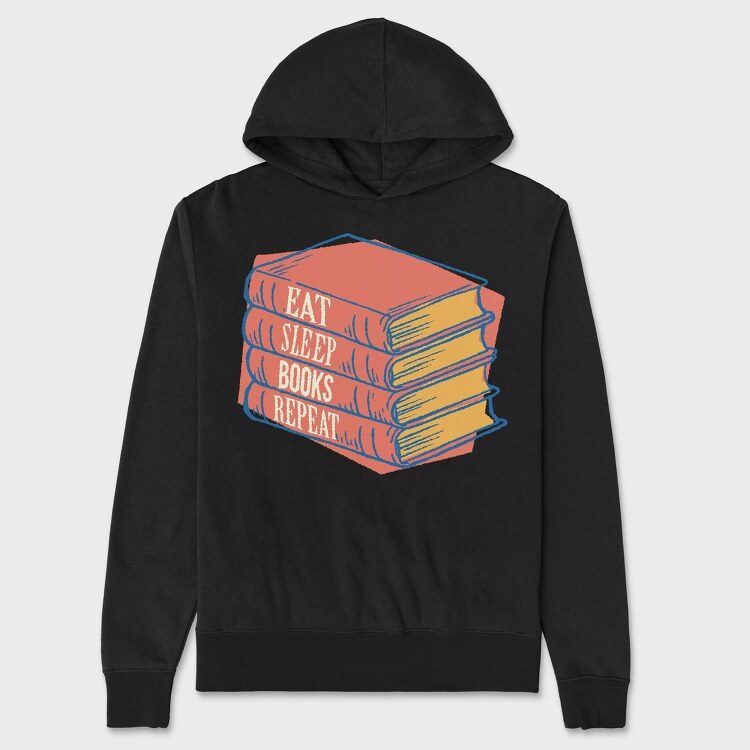 Eat Sleep Books Repeat, Hanorac Oversize Barbati (Unisex)