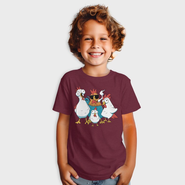 Rooster Cartoon Chickens, Tricou Copii