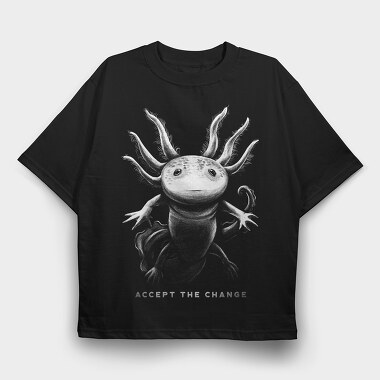 Realistic Hand Drawn Axolotl Change, Tricou Oversize Barbati (Unisex)