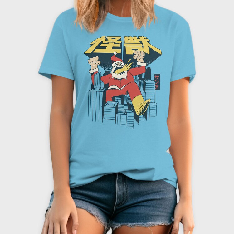 Christmas Santa Monster Destroying City Attack, Tricou Barbati (Unisex)