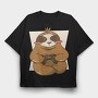 Gamer Sloth With Joystick Gaming, Tricou Oversize Barbati (Unisex)