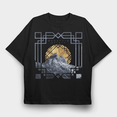 Mountain Landscape Art Deco Tote, Tricou Oversize Barbati (Unisex)