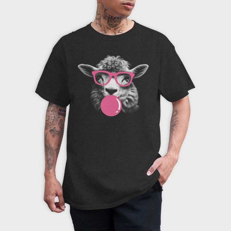 Sheep Monochrome Bubblegum, Tricou Barbati (Unisex)