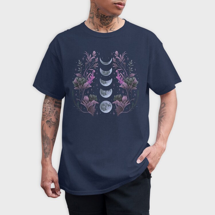 Purple Flowers Dark Moon, Tricou Barbati (Unisex)