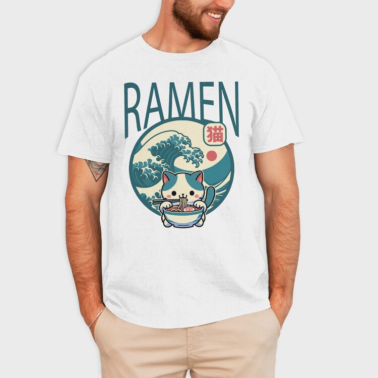 Japanese Cat Ramen, Tricou Barbati (Unisex)