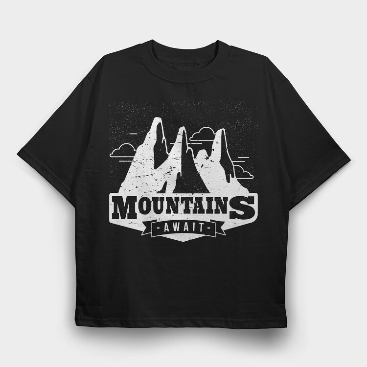 Mountains Await 05, Tricou Oversize Barbati (Unisex)