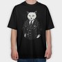 Gangster Cat In A Suit, Tricou Oversize Barbati (Unisex)