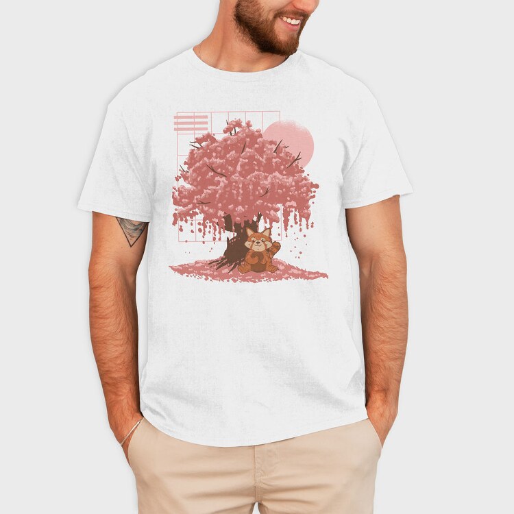 Red Panda And Sakura Tree, Tricou Barbati (Unisex)