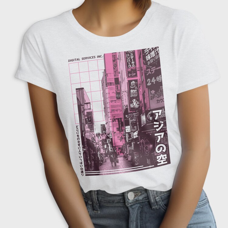 Japanese City Photographic Asian Street, Tricou Femei