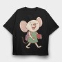 Mouse School Buddy, Tricou Oversize Barbati (Unisex)