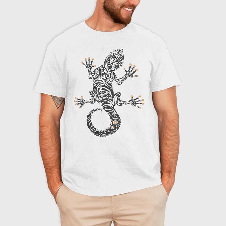Gecko Tribal Art Hawaiian, Tricou Barbati (Unisex)