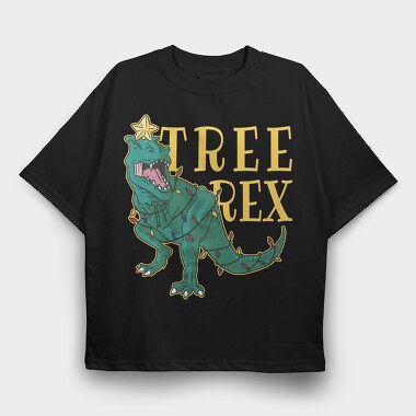Christmas Tree T Rex, Tricou Oversize Barbati (Unisex)
