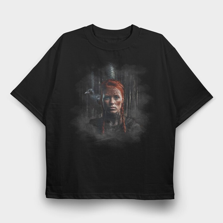 Redhead Viking Woman Realistic, Tricou Oversize Barbati (Unisex)