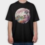 Japanese Geisha And Landscape Tea, Tricou Oversize Barbati (Unisex)
